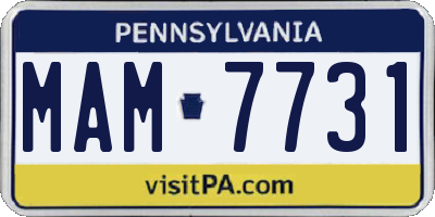 PA license plate MAM7731
