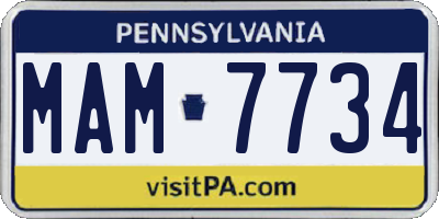 PA license plate MAM7734