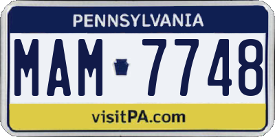 PA license plate MAM7748