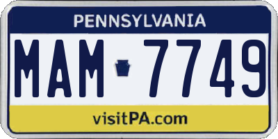 PA license plate MAM7749
