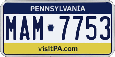 PA license plate MAM7753