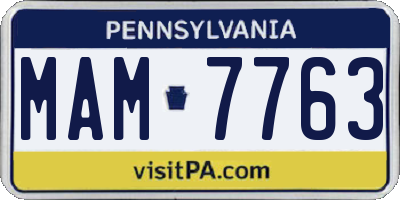 PA license plate MAM7763