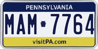 PA license plate MAM7764