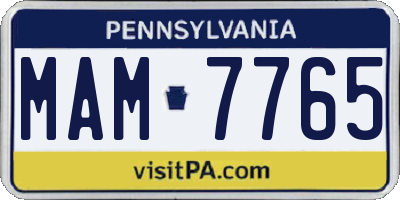 PA license plate MAM7765