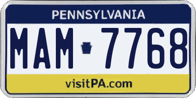 PA license plate MAM7768