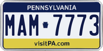 PA license plate MAM7773