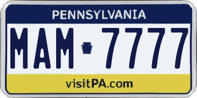 PA license plate MAM7777