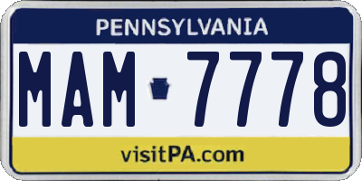 PA license plate MAM7778
