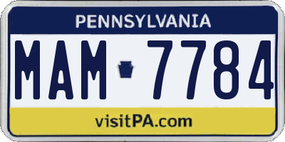 PA license plate MAM7784