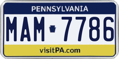PA license plate MAM7786