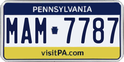 PA license plate MAM7787