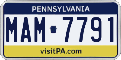 PA license plate MAM7791