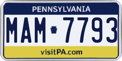 PA license plate MAM7793