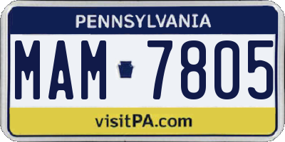 PA license plate MAM7805