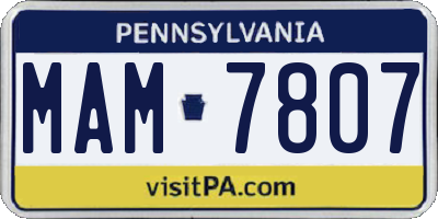 PA license plate MAM7807