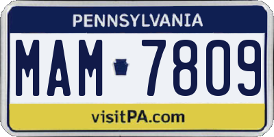 PA license plate MAM7809