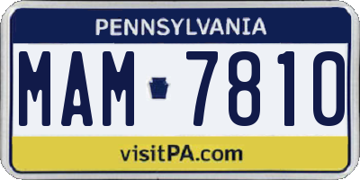 PA license plate MAM7810