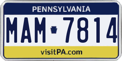 PA license plate MAM7814