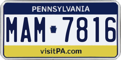 PA license plate MAM7816