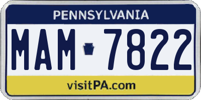 PA license plate MAM7822