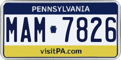 PA license plate MAM7826