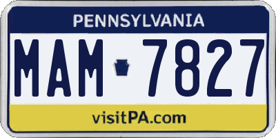 PA license plate MAM7827