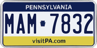 PA license plate MAM7832