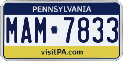 PA license plate MAM7833