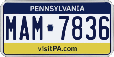 PA license plate MAM7836