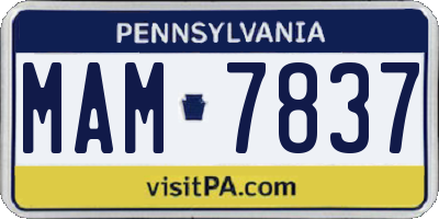 PA license plate MAM7837