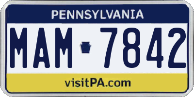 PA license plate MAM7842