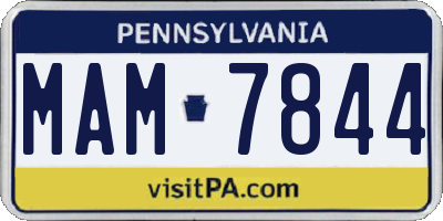 PA license plate MAM7844