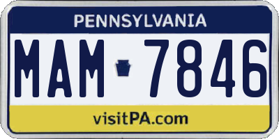 PA license plate MAM7846