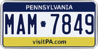 PA license plate MAM7849