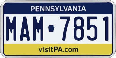PA license plate MAM7851