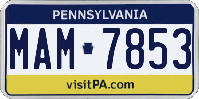 PA license plate MAM7853