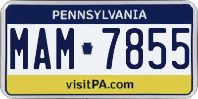 PA license plate MAM7855