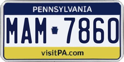 PA license plate MAM7860