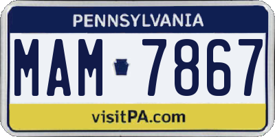 PA license plate MAM7867