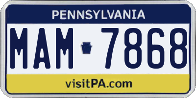 PA license plate MAM7868
