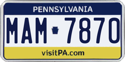 PA license plate MAM7870