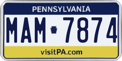 PA license plate MAM7874