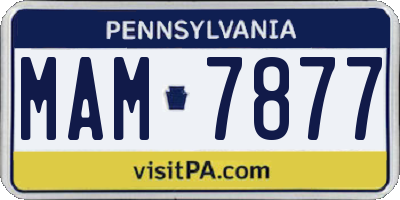 PA license plate MAM7877