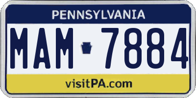 PA license plate MAM7884
