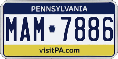PA license plate MAM7886