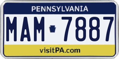 PA license plate MAM7887