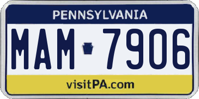 PA license plate MAM7906