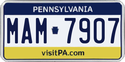 PA license plate MAM7907
