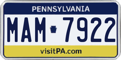 PA license plate MAM7922