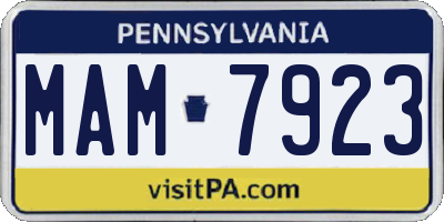 PA license plate MAM7923